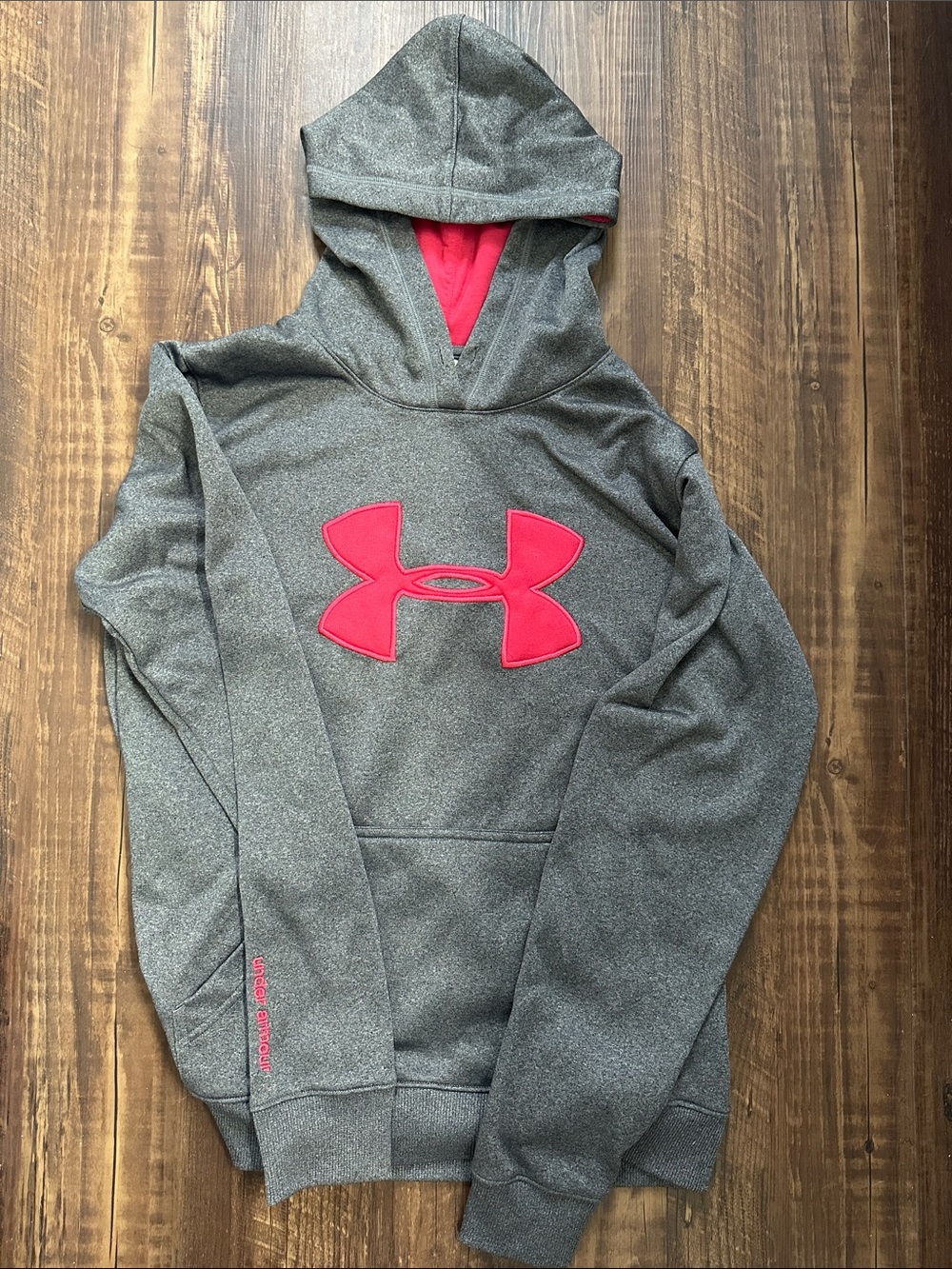 Women’s Size Small Under Armour Grey Hoodie with Hot Pink Logo